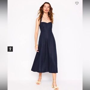 Boden Navy Halter Linen Dress Size 4P